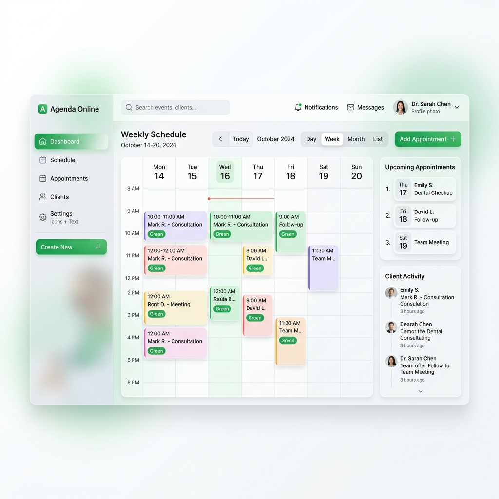 Visão do calendário do DEL AGENDA.